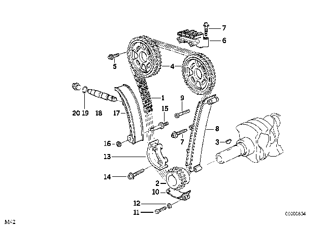 1994 BMW 318is Timing And Valve Train - Timing Chain Diagram 2