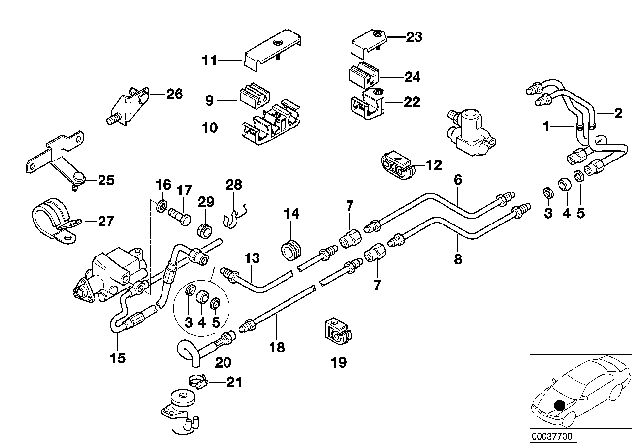 1998 BMW 750iL Levelling Device / Tubing / Attaching Parts Diagram 1