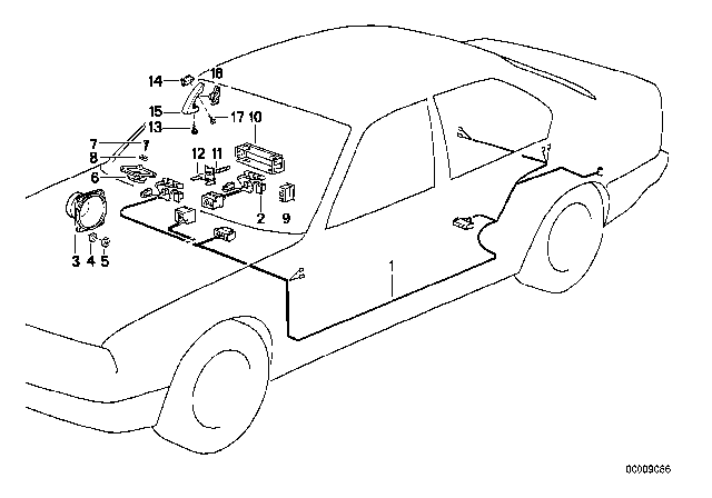 1991 BMW 750iL Single Components HIFI System Diagram 1
