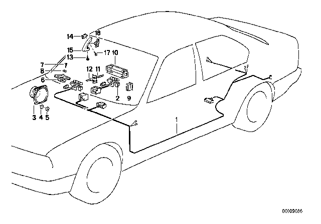 1993 BMW 740i Left Loudspeaker Cover Diagram for 65131379537