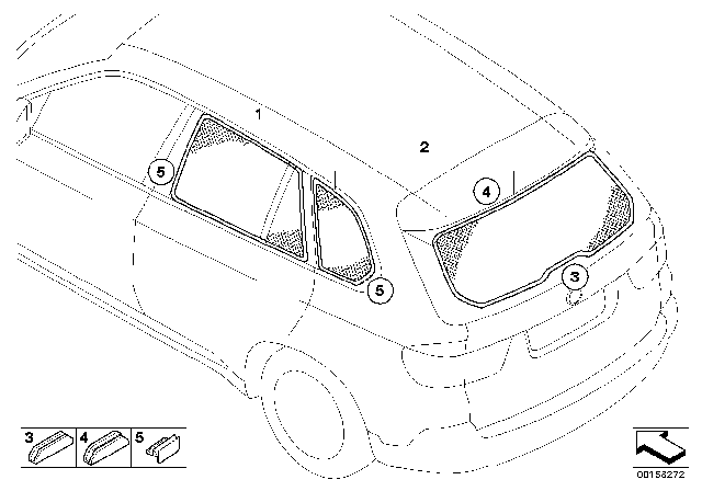 2011 BMW X5 M Sunblind Diagram