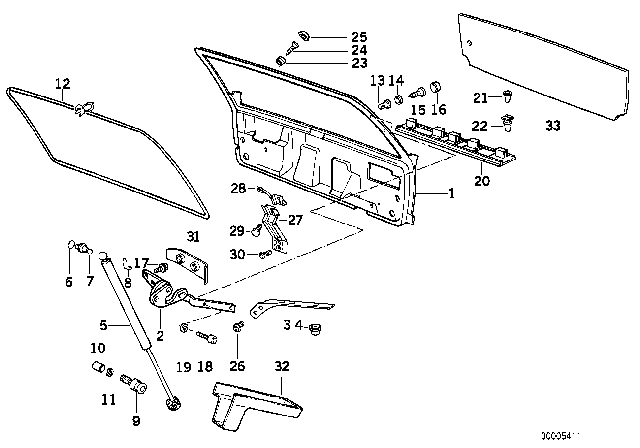 1992 BMW 525i Single Components For Trunk Lid Diagram