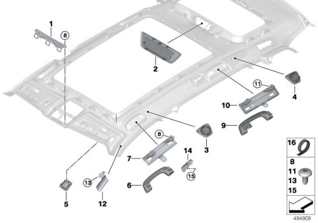 2019 BMW X7 Mounting Parts, Roofliner Diagram