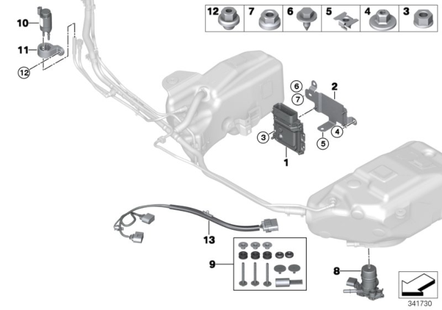 2015 BMW 328d xDrive SCR Electronic Components Diagram