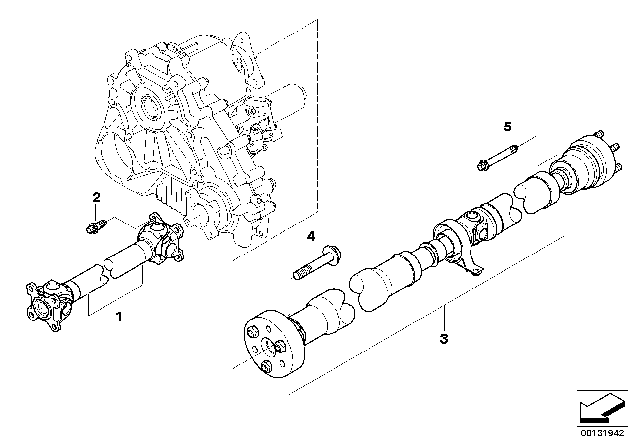 2007 BMW 525xi Rear Drive Shaft Assembly Diagram for 26107573493