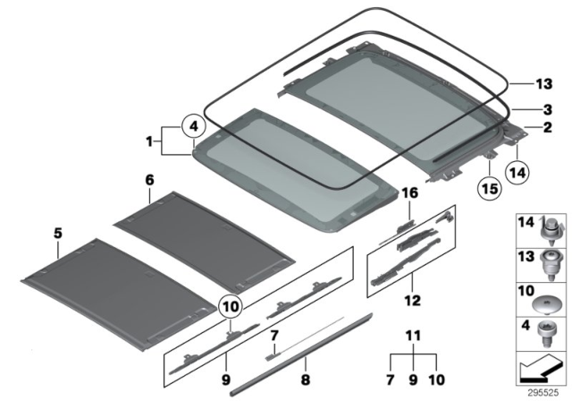 2013 BMW X1 Panorama Sunroof, Mechanism Diagram