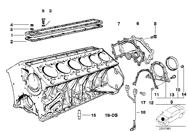 1995 BMW 750iL Knock Sensor Diagram for 12141709316