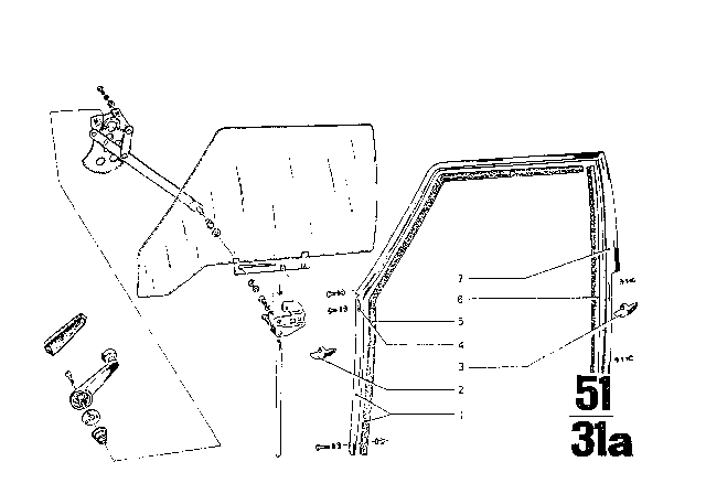 1969 BMW 2800 Door Window Diagram 2