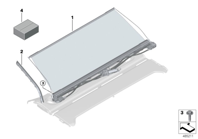 2019 BMW Alpina B7 Roller Sun Blind, Storage Shelf Diagram