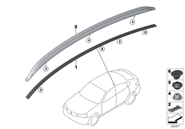 2016 BMW X4 Roof Molding Right Diagram for 51137338618
