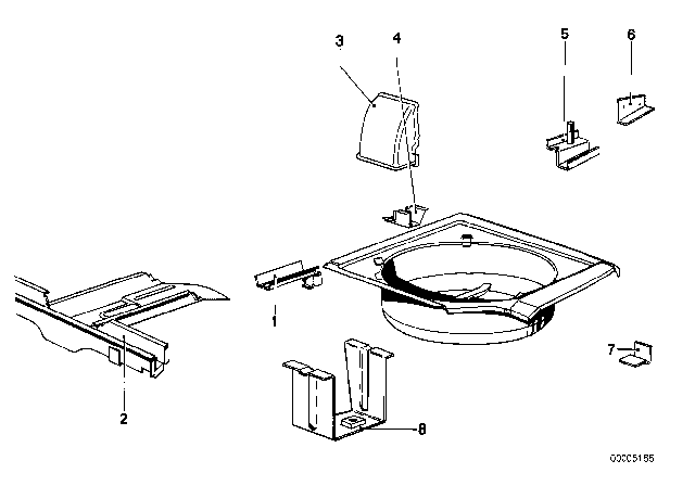 1975 BMW 530i Mounting Parts For Trunk Floor Panel Diagram