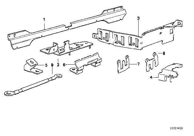 1991 BMW 735iL Cable Harness Fixings Diagram