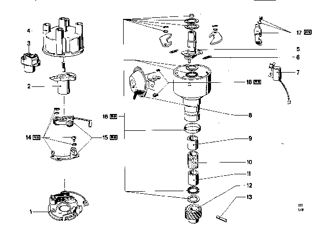 1976 BMW 2002 Distributor Cap Diagram for 12111270927