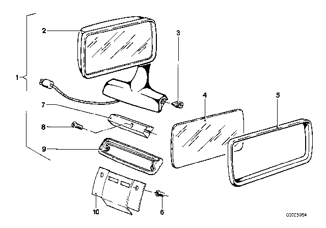 1983 BMW 320i Electrical Exterior Mirror Diagram 2