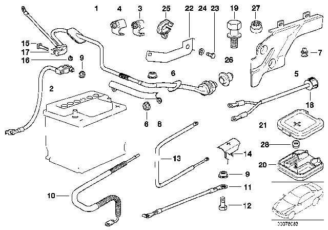 2002 BMW 540i Battery Cable Diagram 1