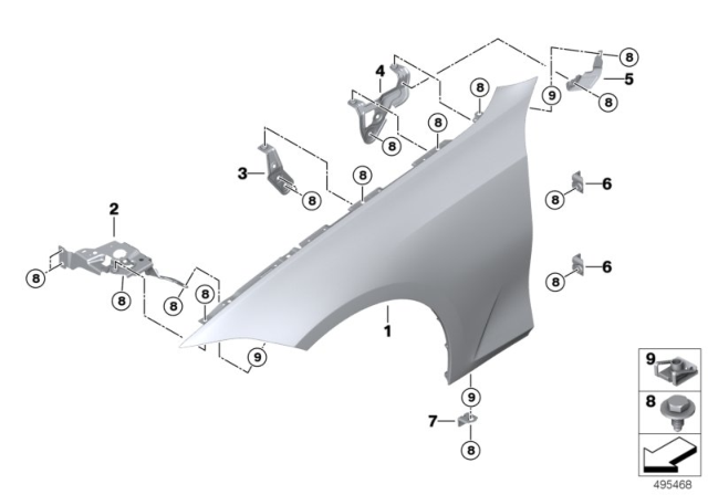 2020 BMW 330i SIDE PANEL BRACKET, FRONT RI Diagram for 41008494434