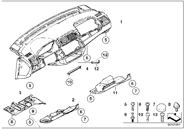 2003 BMW X5 Trim Panel Dashboard Diagram