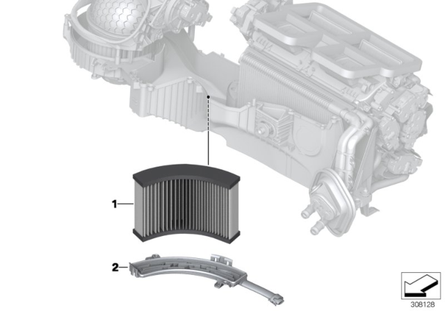 2014 BMW 328i xDrive Microfilter / Activated Carbon Container Diagram