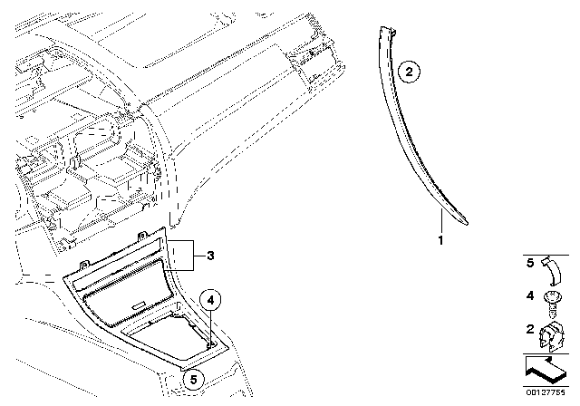 2004 BMW X3 Light Real Birch Wood-Grain Trim Diagram