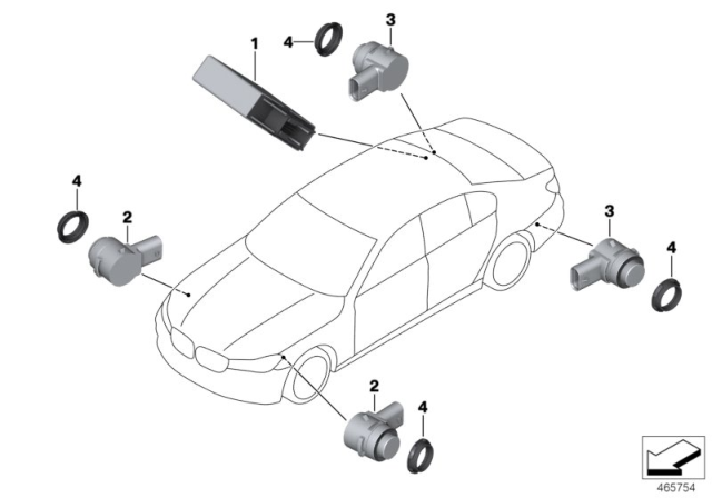 2019 BMW 740i Park Assist Control Module Diagram for 66206821886