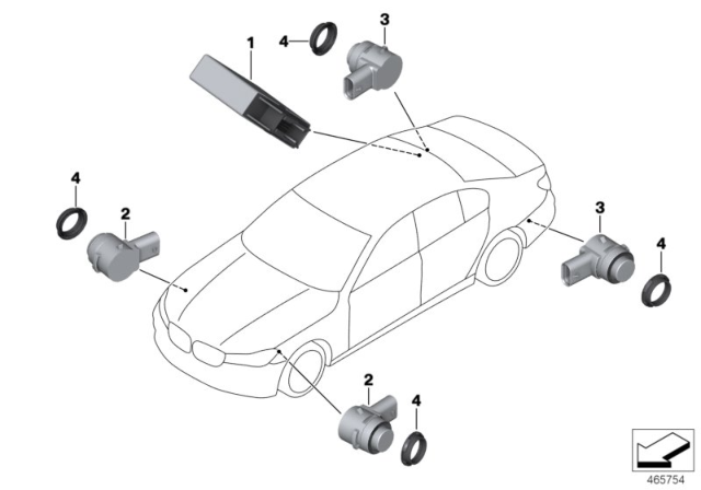 2017 BMW 750i Park Assist Diagram