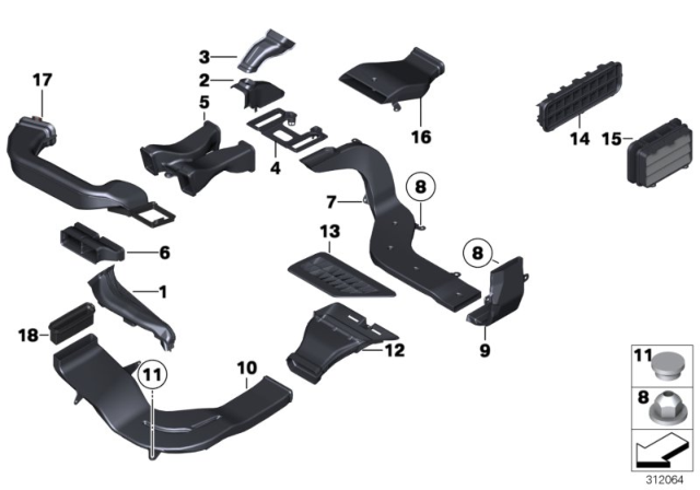 2012 BMW 740i Trim, Air Duct, Rear Cabin, Right Diagram for 64229136158