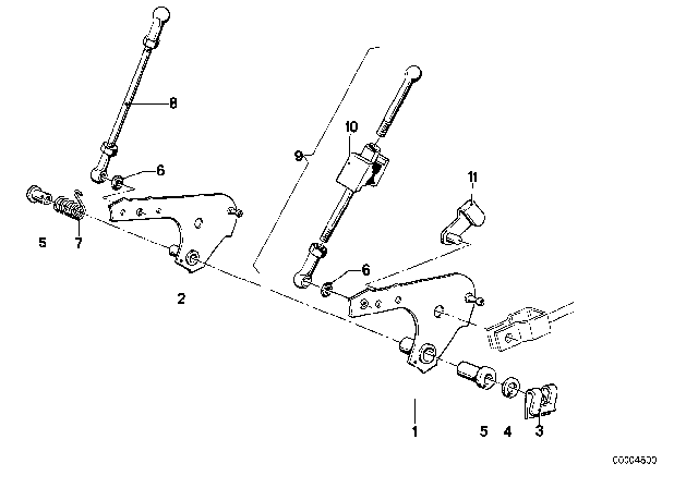 1984 BMW 733i Accelerator Pedal / Rod Assy Diagram 2