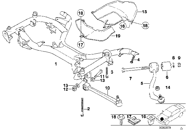2000 BMW 740i Front Axle Support / Wishbone Diagram