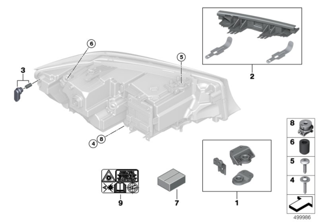 2019 BMW 330i xDrive BRACKET HEADLIGHT RIGHT Diagram for 63118496142