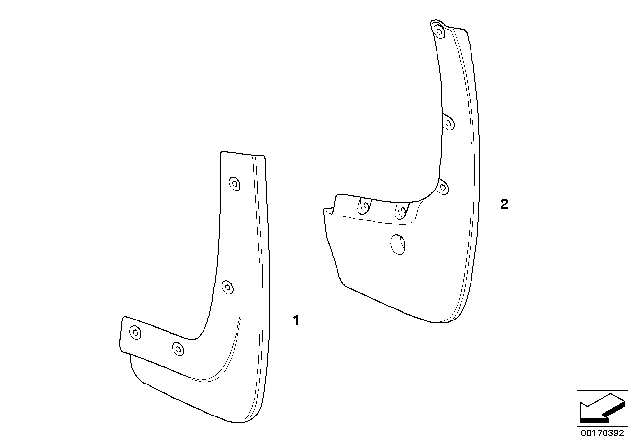 2010 BMW X6 Mud Flaps Diagram