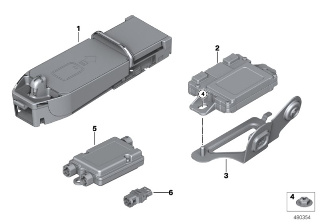 2017 BMW M4 Separate Component Telephony Wireless Charging Diagram