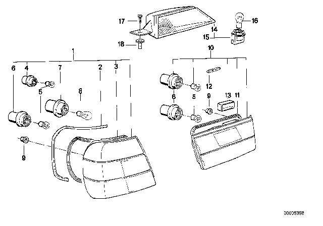 1992 BMW 525i Rear Light Diagram