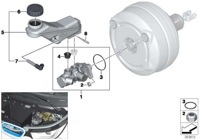 2017 BMW i3 Brake Master Cylinder / Expansion Tank Diagram