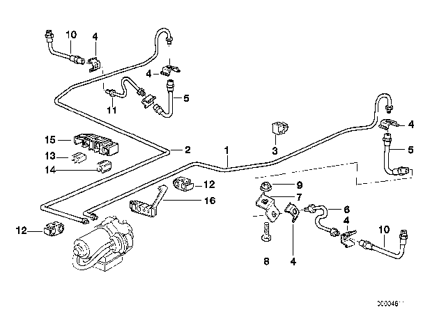 2000 BMW Z3 Rear Brake Pipe ASC/DSC Diagram