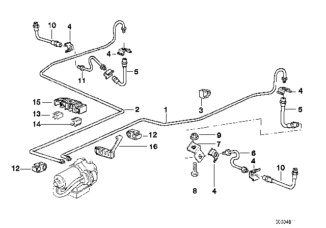 1996 BMW Z3 Brake Pipe Rear ABS/ASC+T Diagram