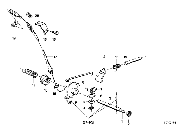 1979 BMW 733i Gear Shift / Parking Lock (ZF 3HP22) Diagram