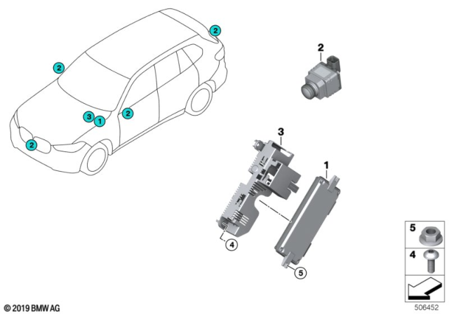 2019 BMW X7 Surround View Camera / Parking Man.Assistant Plus Diagram
