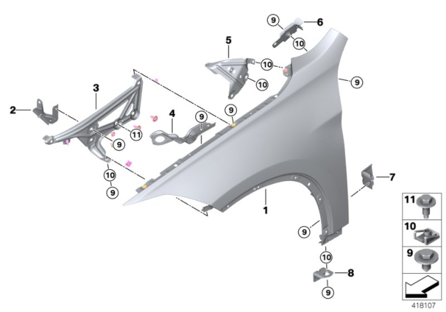 2020 BMW X1 Side Panel, Front Diagram