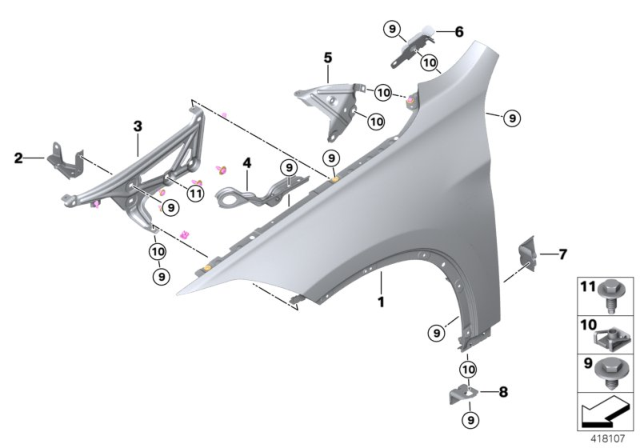 2016 BMW X1 Side Panel, Front Diagram