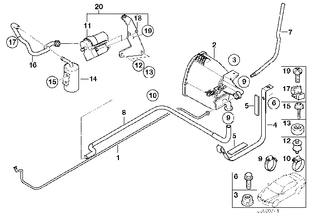 2002 BMW Z3 M Activated Charcoal Filter Diagram for 16131184608