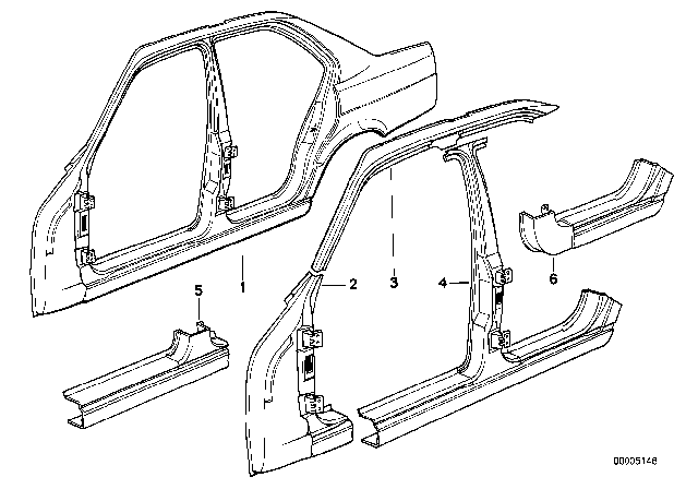 1993 BMW 525i Side Frame Diagram