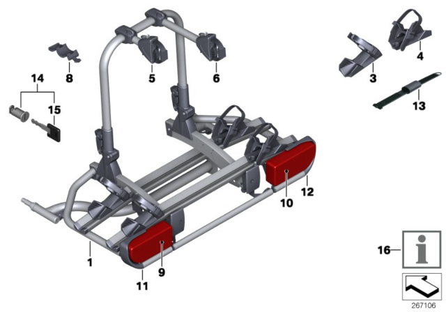 2015 BMW X1 Rear Bike Rack Diagram 1