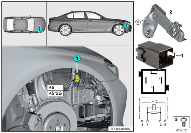 2019 BMW 530i Relay, Electric Fan Motor Diagram