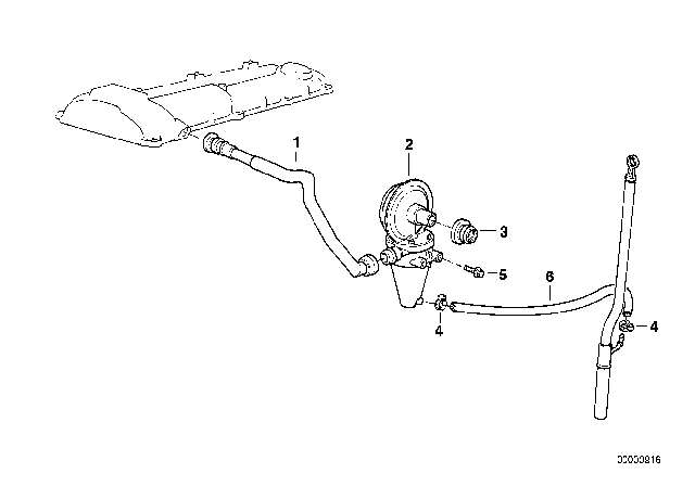 1996 BMW 328i Crankcase - Ventilation Diagram