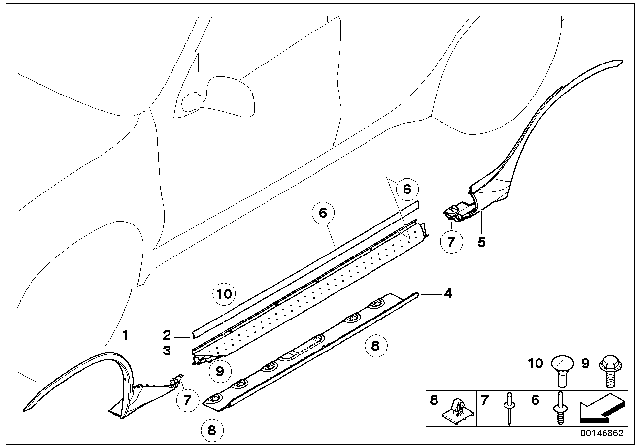 2006 BMW X5 Trim, Sill / Wheel Arch Footboard Diagram