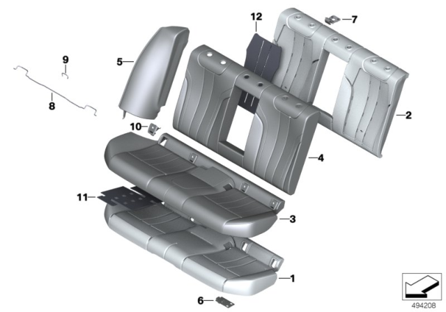 2018 BMW 540d xDrive Seat, Rear, Cushion & Cover Diagram 1