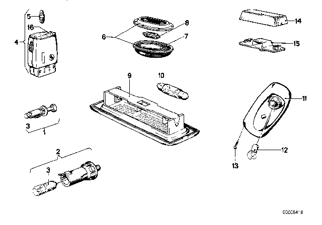 1975 BMW 530i Interior Light Diagram for 63311364442