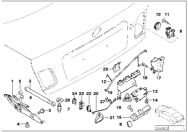 2002 BMW M3 Trunk Lid / Closing System Diagram