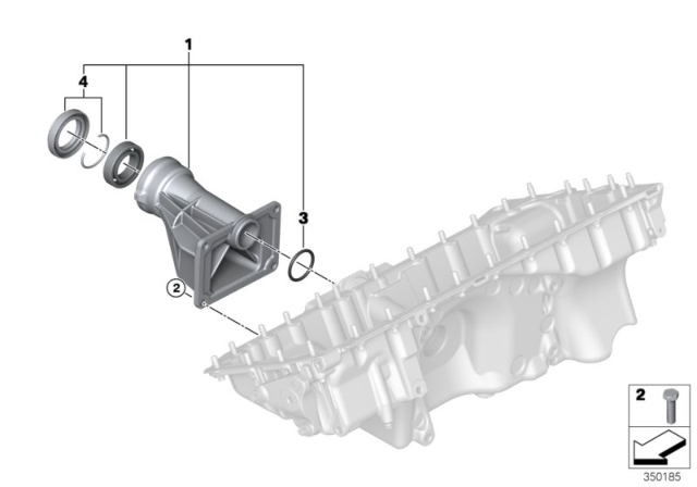 2014 BMW X5 Front Axle Differential, Bearing Support Diagram