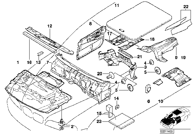 2003 BMW 530i Sound Insulating Diagram 1